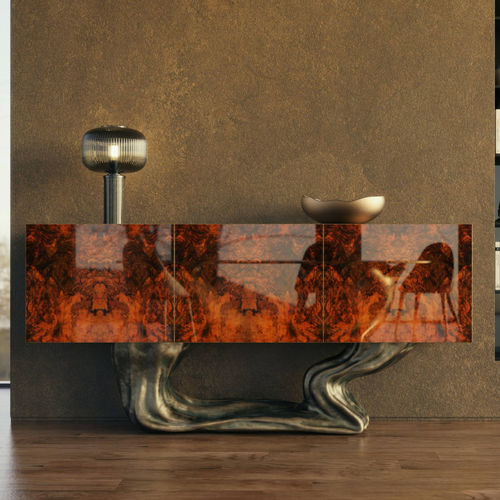Credenza con piedi alti - HYPERION - KARPA - design originale / in noce / in resina