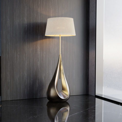Lampada da terra - PYRO - KARPA - in ottone lucidato / in tessuto / in fibra di vetro