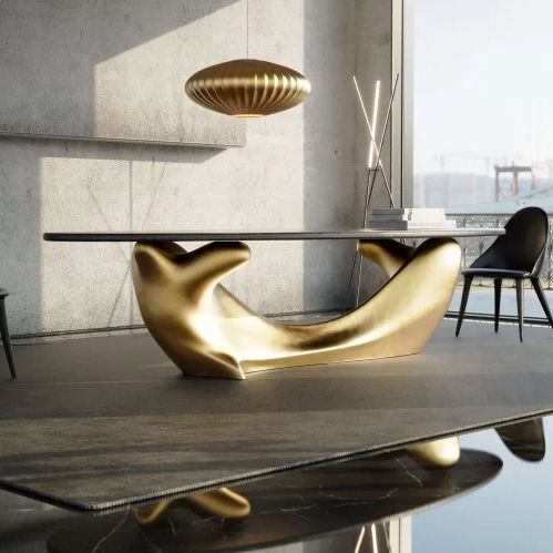 Tavolo da pranzo contemporaneo - INVICTA - KARPA - in vetro temprato / con base in resina / con base in fibra di vetro