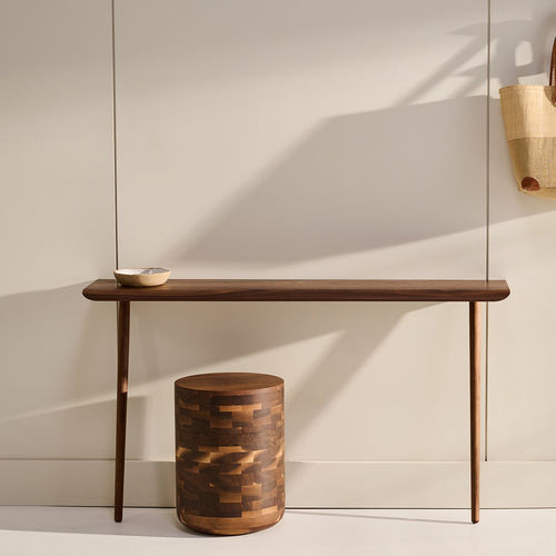 Sgabello contemporaneo - La Souche - KASTELLA - in rovere / in noce americano / con supporto in quercia