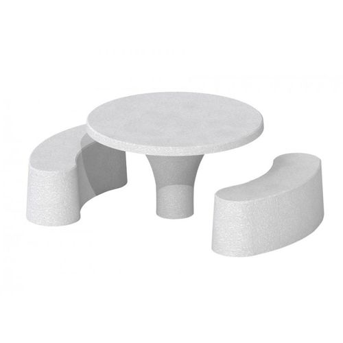 Tavolo da picnic contemporaneo - PREFAC MYWAY - in calcestruzzo / rotondo / con sedie integrate