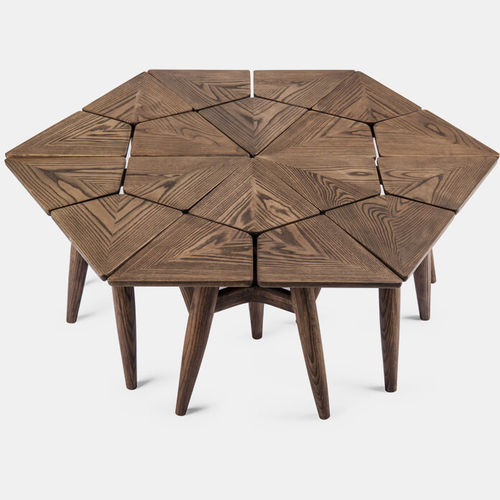 Tavolo d'appoggio contemporaneo - MOOVE - VOGEL - in iroko / con supporto in iroko / rettangolare