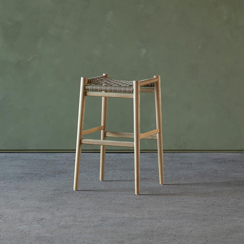 Sgabello da bar contemporaneo - NGUNI BACKLESS - VOGEL - in corda / con supporto in iroko / con 4 gambe