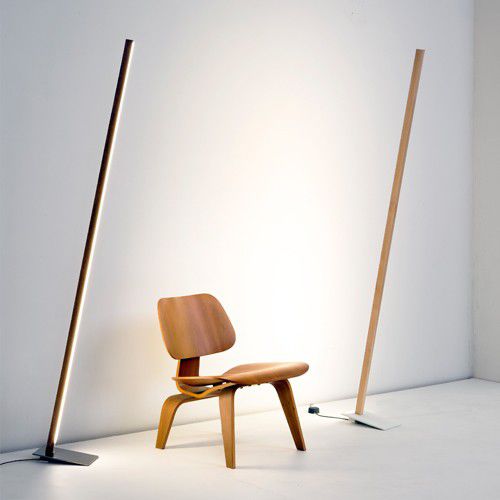 Lampada da terra - 6 FT - Stickbulb - in acciaio / in legno / contemporanea