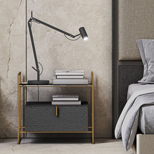 Comodino contemporaneo - GRACE TAO - EMEDE - in legno laccato / in vetro / con supporto in metallo