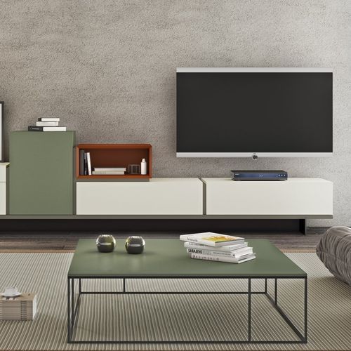 Tavolino basso contemporaneo - KU - EMEDE - in legno / con supporto in metallo / rettangolare