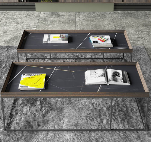 Tavolino basso contemporaneo - KU - MARK - EMEDE - in legno / con supporto in metallo / rettangolare