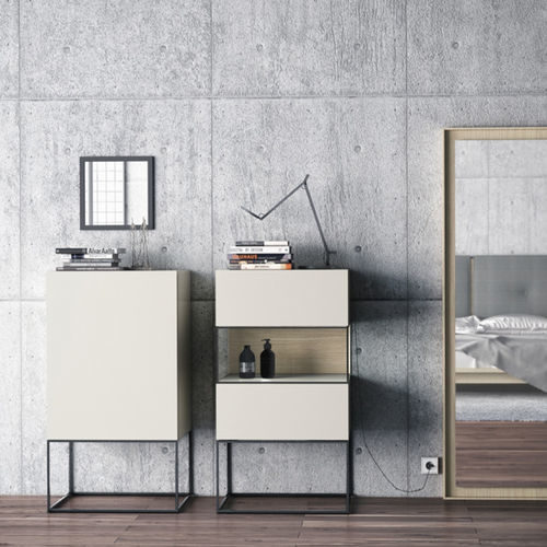 Cassettiera contemporanea - PLINTO 1P D - EMEDE - in rovere / in metallo / bianca