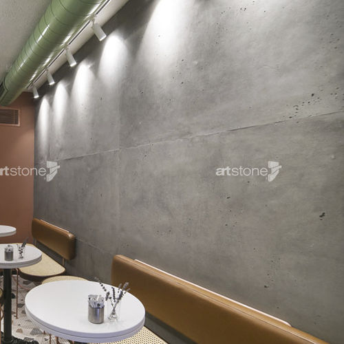 Lastra di paramento in calcestruzzo - C-WALL - Artstone - indoor / strutturata / grigia