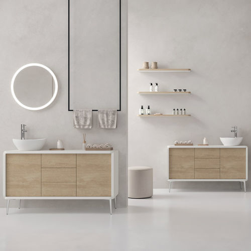 Mobile lavabo da appoggio - CREO SERIES - VISMARA Beauty&Spa Design - in legno / contemporaneo / con sportello