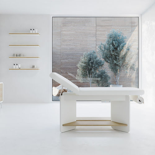 Lettino per massaggi elettrico - VIS - VISMARA Beauty&Spa Design - in quercia naturale / con contenitore / ad altezza regolabile
