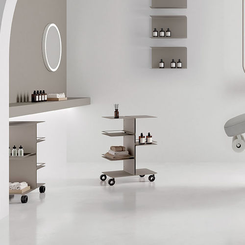 Tavolino contemporaneo - ARCUS - VISMARA Beauty&Spa Design - in acciaio verniciato / in legno / con supporto in legno