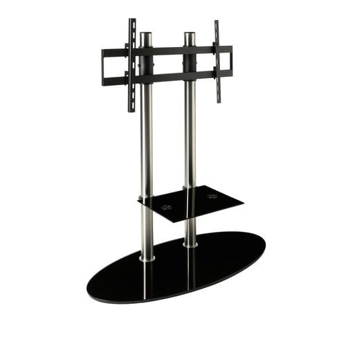 Supporto per TV da terra contemporaneo - DISCO 09 VN - SERI STYLU - con supporto per lettore DVD / in vetro / in acciaio verniciato