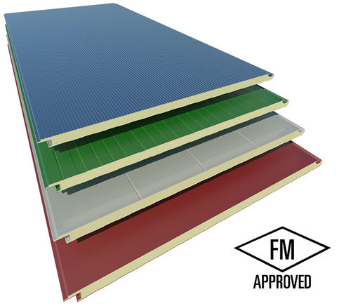 Pannello sandwich per facciata - HFM - HIANSA PANEL S.A - per rivestimento di facciata / rivestimento in acciaio / anima in poliuretano PUR