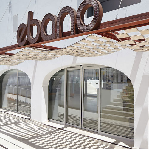 Pergola addossata - CATENARY - Flexbrick, SL - in legno / con protezione solare / contemporanea