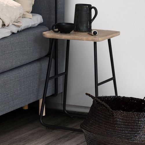 Comodino contemporaneo - ADD-ON FLOOR WHITE WASHED - Jensen - in legno massiccio / in acciaio laccato / quadrato