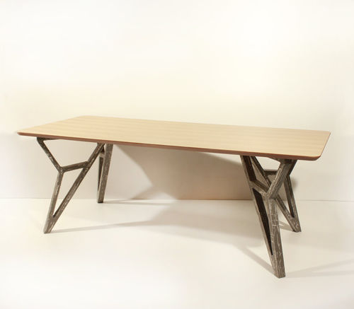 Tavolo da pranzo contemporaneo - SPOKE - KD Stripes - impiallacciato in legno / con supporto in legno impiallacciato / rettangolare