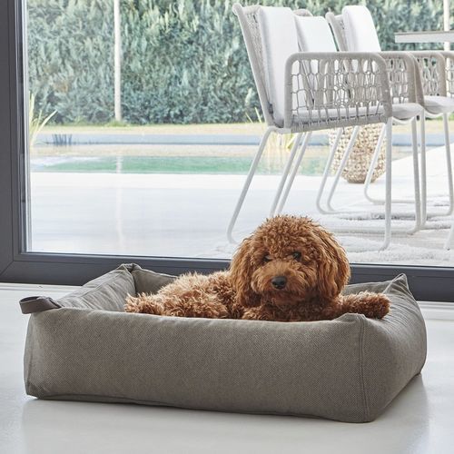 Letto per cane in tessuto - MARE - MiaCara - grigio / sabbia / rettangolare