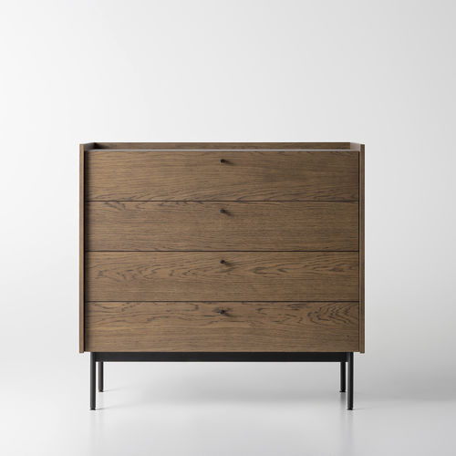 Cassettone contemporaneo - CANELLI - ZEGEN - in rovere / impiallacciato in legno / in acciaio verniciato