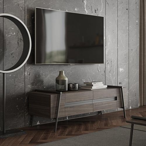 Mobile porta TV contemporaneo - DUOO - ZEGEN - impiallacciato in legno / in metallo / in laminato