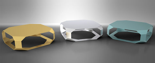Tavolino basso contemporaneo - EDGE - Black-Citrus - in Plexiglas® / in Corian® / in rovere