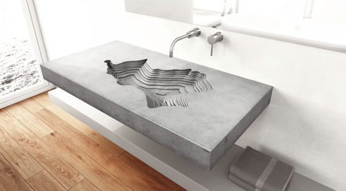 Lavabo sospeso - MAP - Gravelli - in calcestruzzo / su misura / rettangolare