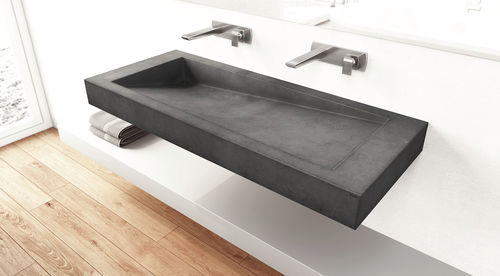 Lavabo sospeso - SLANT 03 DOUBLE - Gravelli - in calcestruzzo / su misura / doppio