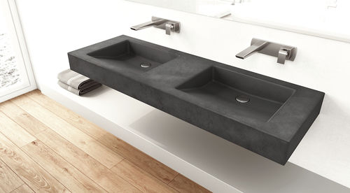Lavabo sospeso - SLANT 07 DOUBLE - Gravelli - in calcestruzzo / doppio / rettangolare