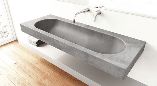 Lavabo sospeso - HARMONY - Gravelli - in calcestruzzo / doppio / rettangolare