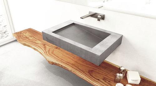 Lavabo sospeso - SLANT 03 SINGLE - Gravelli - in calcestruzzo / su misura / rettangolare