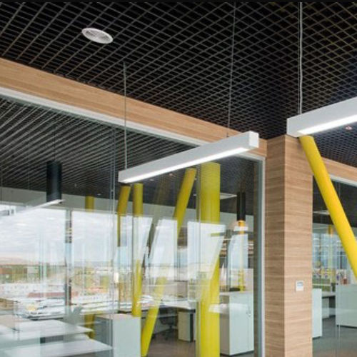 Controsoffitto in alluminio - UNITECH - Integra - Interior Systems - in fibra di poliestere / a doghe / per ufficio
