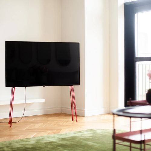 Supporto per TV da terra contemporaneo - RED - Esthete LLC - in acrilico / per uso residenziale / 200 x 200