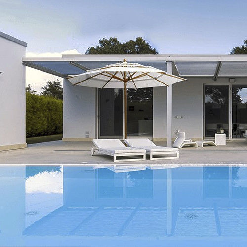 Ombrellone rotondo - LASAGNA PRO - Solero Parasols - palo centrale / in tela / in legno