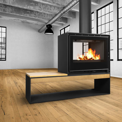 Stufa a legna - DIAMANTINE 70 DF EcoDesign - BELLIDO Manufacturas Metálicas, S.L. - 12 kW / con piedi / centrale