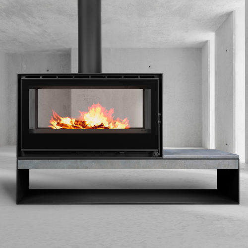 Stufa a legna - DIAMANTINE 100 DF EcoDesign - BELLIDO Manufacturas Metálicas, S.L. - 12 kW / con piedi / centrale