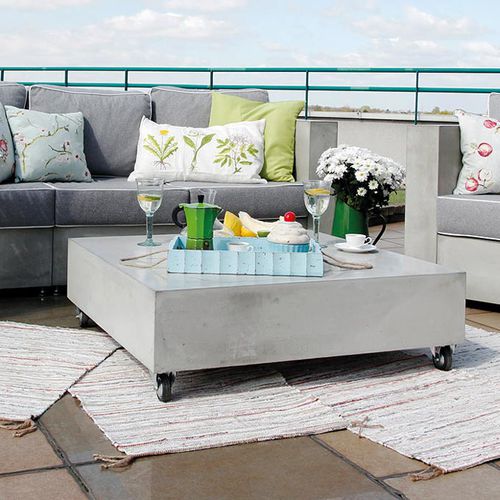 Tavolino basso contemporaneo - MOBIL - Living Concrete Ltd - in acciaio / in calcestruzzo / quadrato