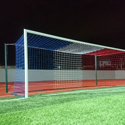 Porta da calcio in HDPE - S12921TRI - SODEX SPORT - blu, bianca e rossa / rettangolare / a maglia quadrata