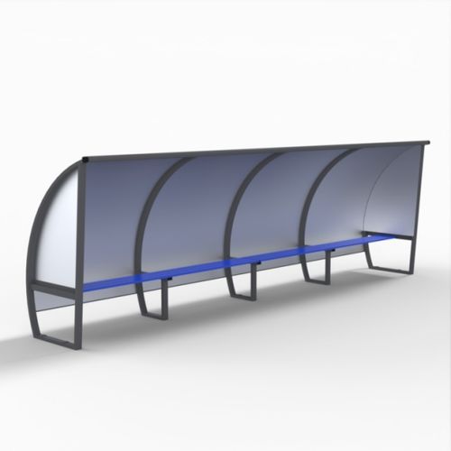 Panchina coperta da 10 persone - S11250G - SODEX SPORT - in alluminio / in PVC / grigia