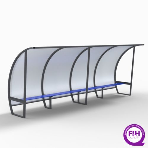 Panchina coperta da 10 persone - S11450G - SODEX SPORT - in alluminio / in policarbonato / grigia