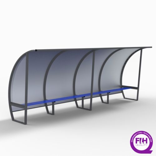 Panchina coperta da 10 persone - S11650G - SODEX SPORT - in alluminio / in PVC / grigia
