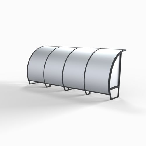Panchina coperta da 10 persone - S11550G - SODEX SPORT - in alluminio / fissa / grigia