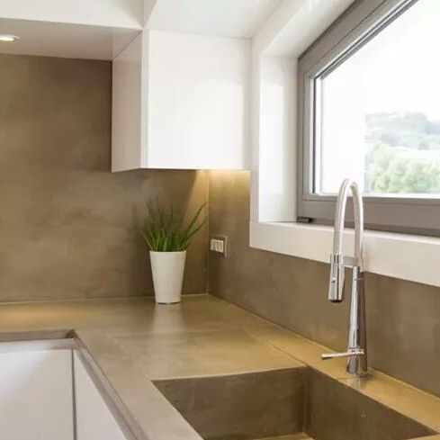 Piano di lavoro per cucina in Solid Surface - Cemento Cerato - da cucina / antimacchia / antiabrasione
