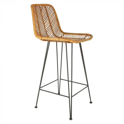 Sedia alta contemporanea - VINTAGE - CFOC - da interno / in rattan / con supporto in ferro forgiato