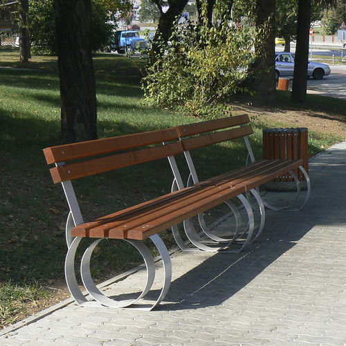 Panca per spazi pubblici contemporanea - 52 - Encho Enchev - ETE - in bambù / in acciaio con rivestimento a polvere / in acciaio inossidabile