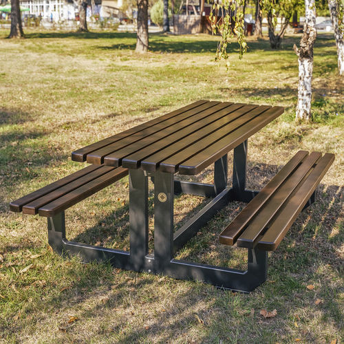 Tavolo da picnic contemporaneo - 228 - Encho Enchev - ETE - in bambù / con supporto in acciaio galvanizzato / con supporto in acciaio termolaccato