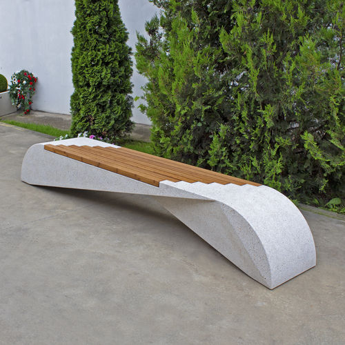 Panca per spazi pubblici contemporanea - 232 - Encho Enchev - ETE - in legno esotico / in iroko / in bambù