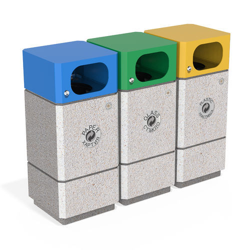 Portarifiuti in acciaio galvanizzato - 216 R - Encho Enchev - ETE - in acciaio con rivestimento a polvere / in calcestruzzo fibrorinfrozato / in calcestruzzo ad alte prestazioni