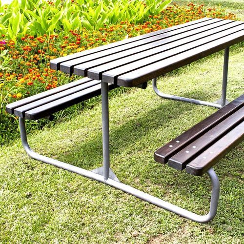 Tavolo da picnic contemporaneo - 113 - Encho Enchev - ETE - in legno / con supporto in acciaio galvanizzato / con supporto in acciaio termolaccato