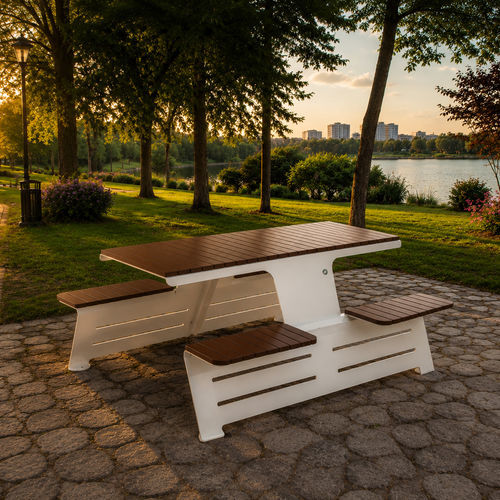 Set tavolo e panca contemporaneo - 389 - Encho Enchev - ETE - in legno / in metallo / da giardino