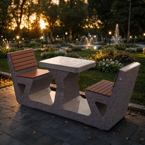 Set tavolo e panca classico - 282 - Encho Enchev - ETE - in legno / in calcestruzzo / da giardino